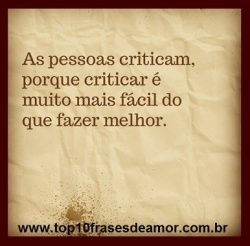 Criticar é fácil