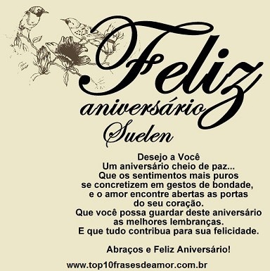 Feliz Aniversário Suelen!