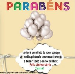 Feliz Aniversário Tainá! Feliz Aniversário Tainá!