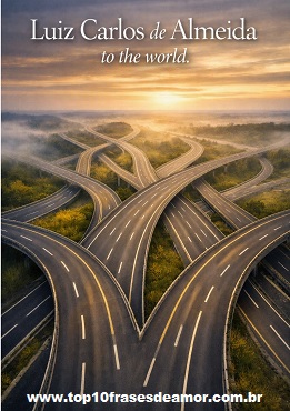Luiz Carlos de Almeida — Aerial view of multiple highways diverging and converging under a golden sunrise, symbolizing the author’s journey and expansion to the world.
