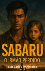 Sabaru – O Irmão Perdido, de Luiz Carlos de Almeida (2025). A imagem mostra um adulto e uma criança juntos em um fundo escuro e dramático, transmitindo emoção, perda e busca por justiça.